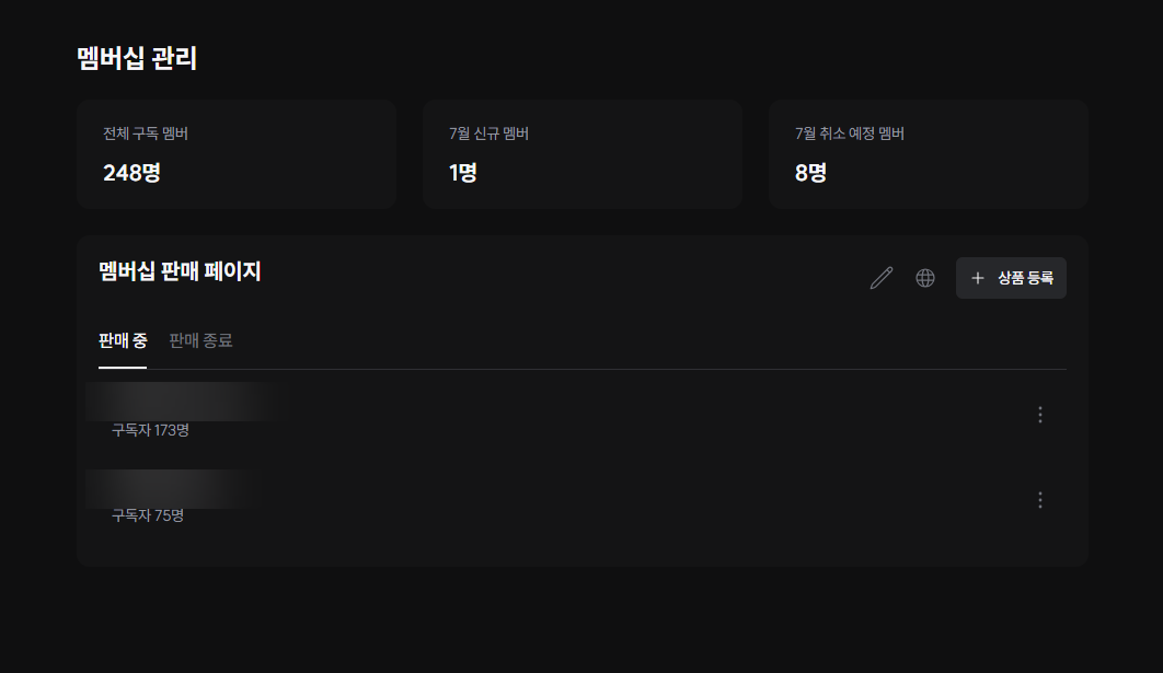 구독 멤버십 구독자 현황